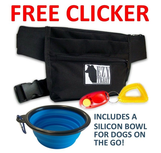 EzyDog Snak Pak Go Treat Bag/ / Black / Dog Training Treat Pouch with Magnetic Closure/