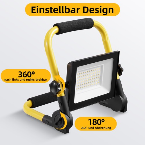 50W/100W/200W LED Fluter Flutlicht Gelb Stativ Stecker Baustrahler Scheinwerfer - Bild 9 von 16