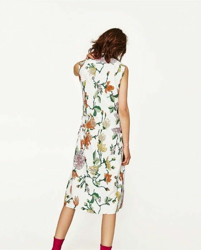 ZARA WHITE FLORAL PRINTED TUNIC WITH LAPEL COLLAR SIZE XS Ref. 2653/787 - Picture 3 of 8