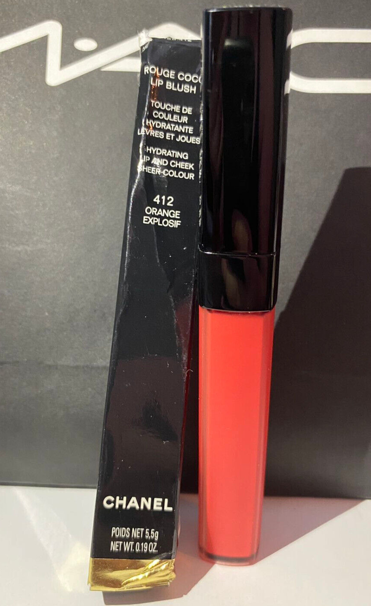 CHANEL ~ ROUGE COCO LIP BLUSH ~ # 412 ORANGE EXPLOSIF ~ 0.19 OZ