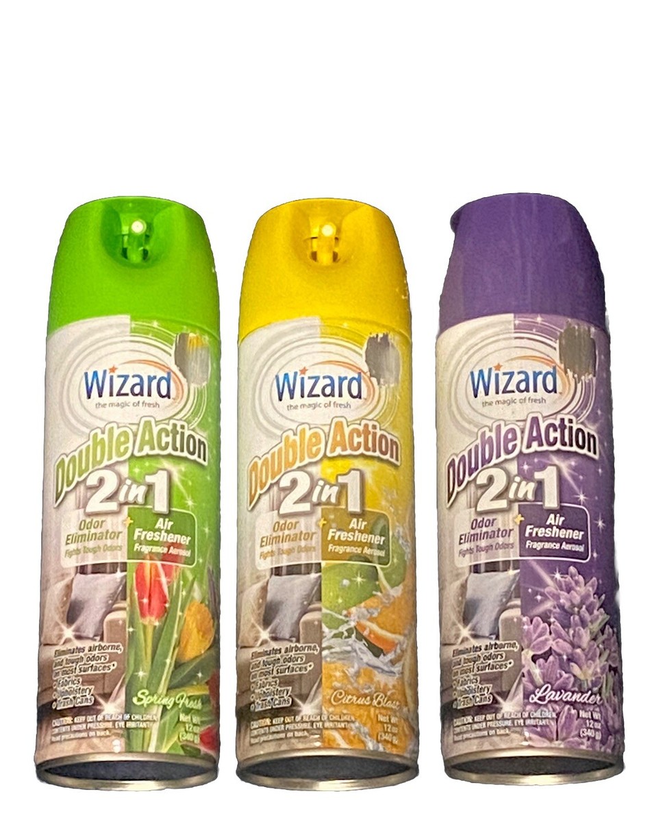 3Pk Wizard Tough Odor Eliminator Air Freshener, 2 in 1 Variety