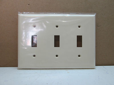 Premier Three-3-Gang Toggle Light Switch Cover Wall Plate - Light Almond
