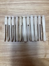 11 wooden clothespins laundry round head slotted crafts 3.75  