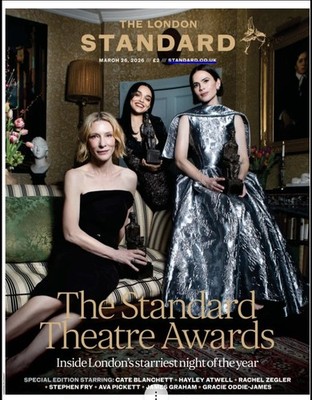 Theatre Awards Cate Blanchett Rach Zegler London Standard Newspaper 26 Mar 2026
