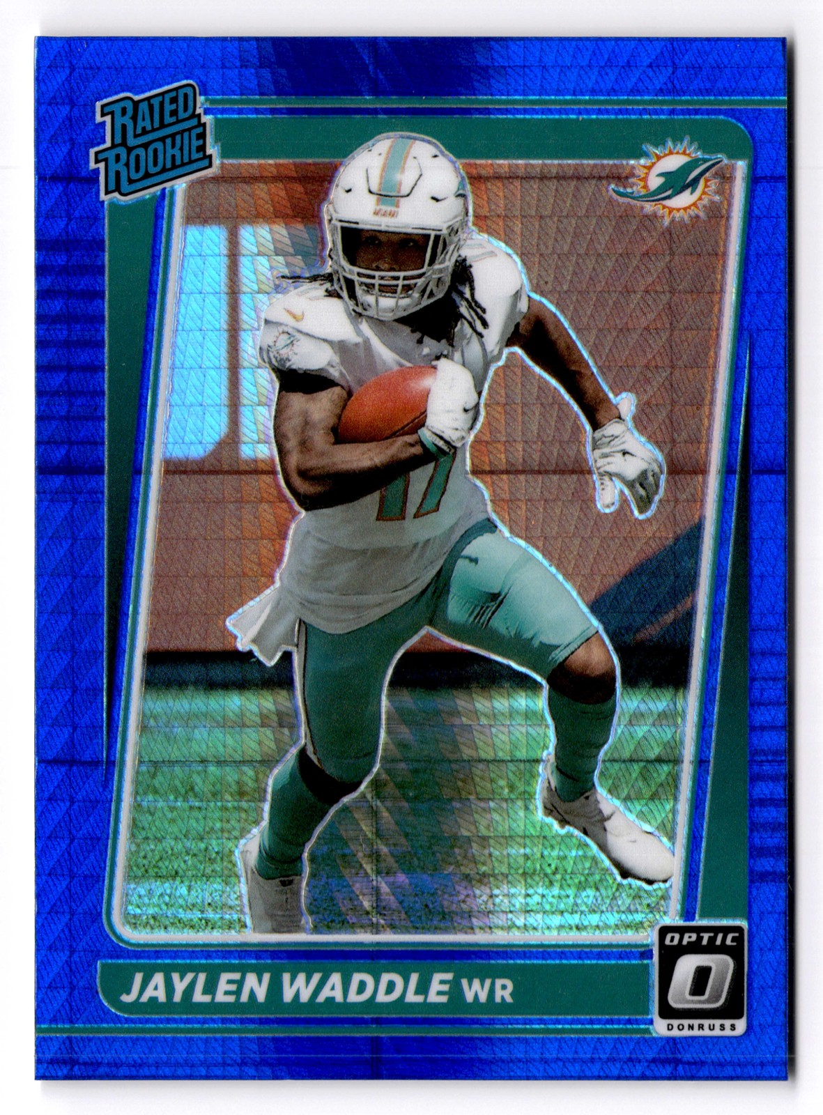 2021 Donruss Optic Jaylen Waddle #208 Blue Hyper Miami Dolphins