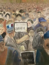 Beautiful Charcoal Portrait Mass Event Je Suis Charlie View Art to Identify