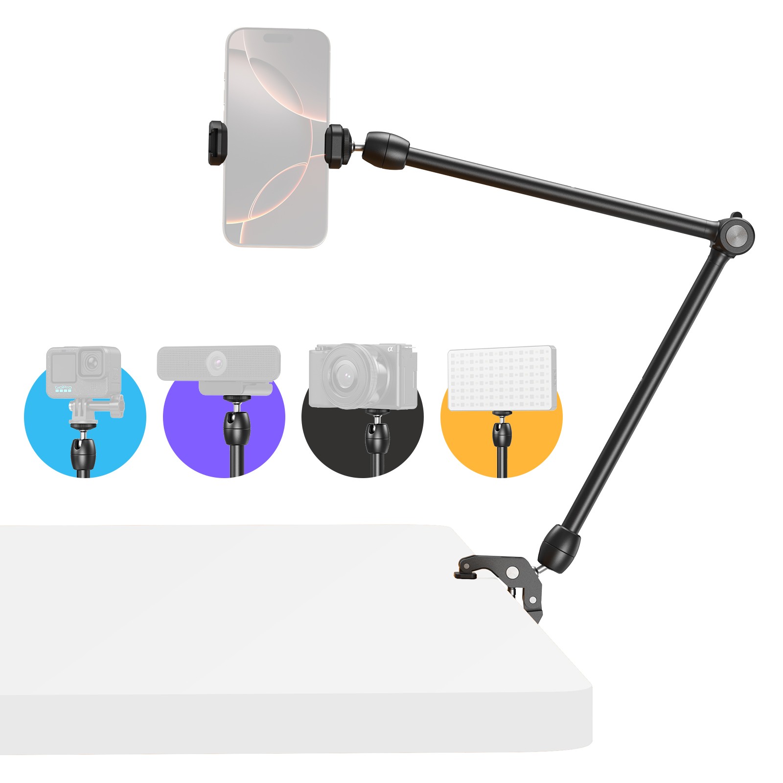 SmallRig 22" Magic Arm with Clamp Phone Mount Desk Camera Mo