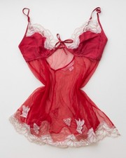 Victoria  s Secret Red  White Slip Dress Medium 