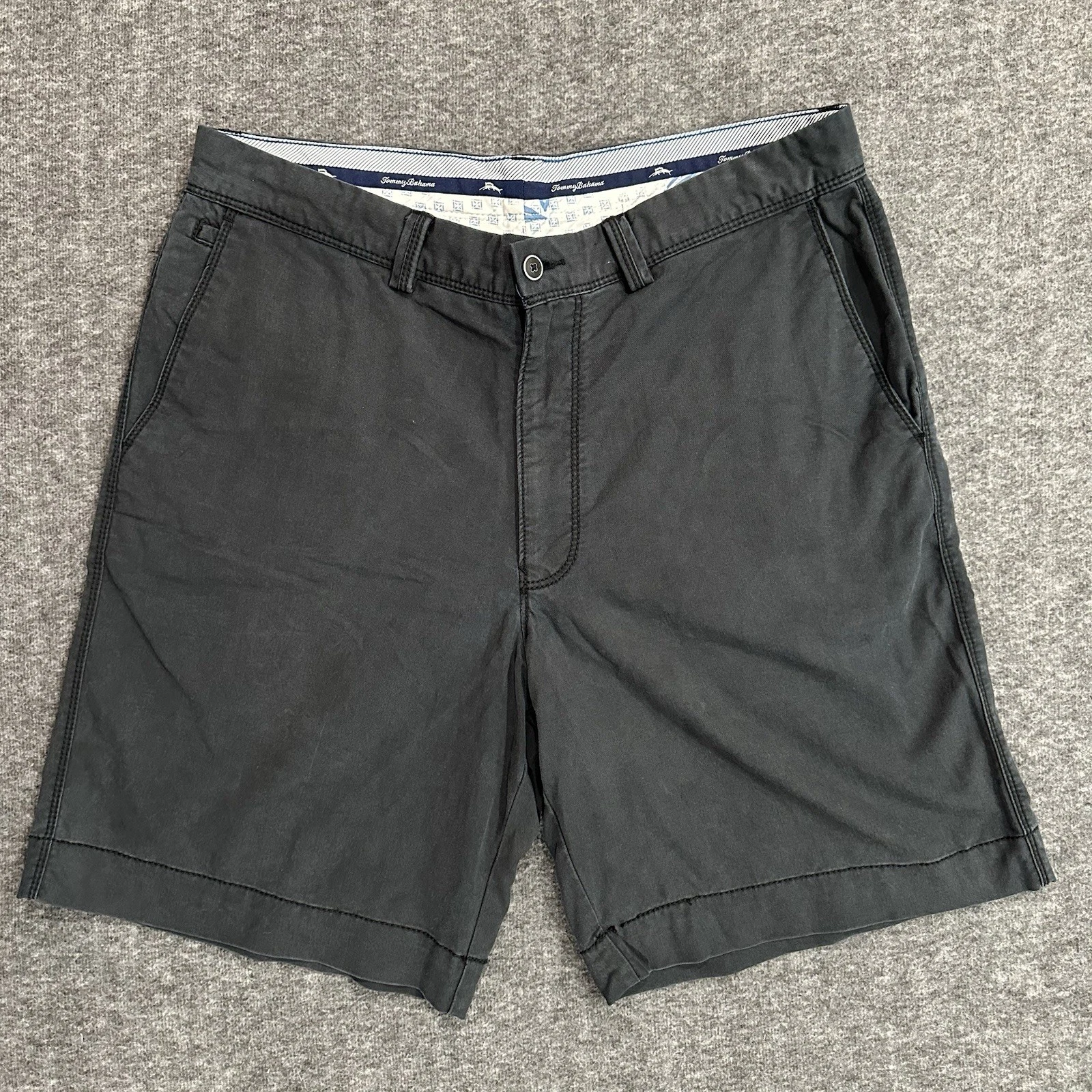 Tommy Bahama Shorts Mens 33 Black Stretch Chino Casual Island Modern