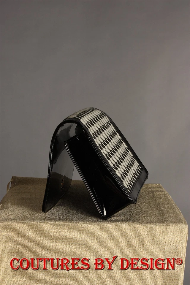 St John Knits Black & White Hounds Tooth Fold Over Clutch Bag NWT MSRP $500 - Image 2 of 4