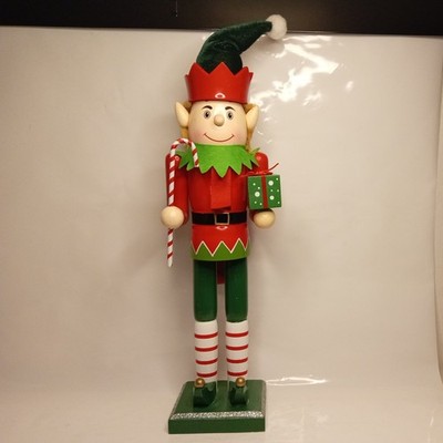 Weihnachten Luxus Holz Nussknacker Elfe Dekoration rot grün Zuckerstange Ornament