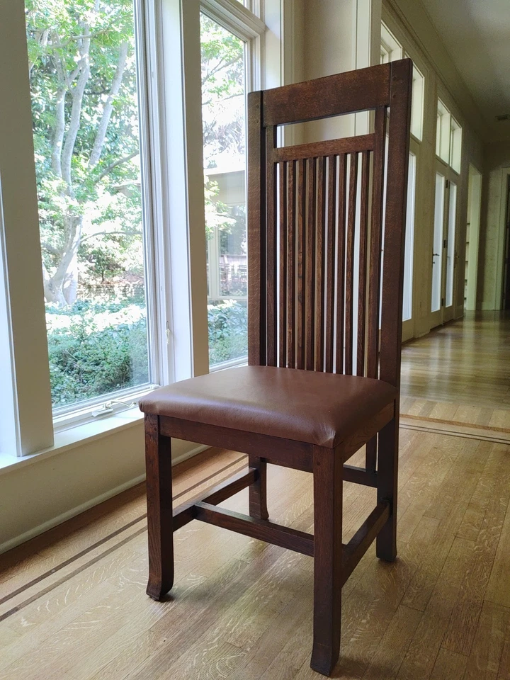 8 sillas de comedor Frank Lloyd Wright de reproducción grande roble macizo pradera Foto 2 de 4
