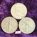 Lot of 3🔥90% Silver🔥 1943 1944 Walking Liberty 1949 Franklin Half Dollar 1269
