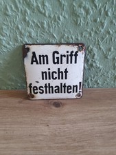 Altes Schild Reichsbahn/Eisenbahn, Emaille SCHILD Am Griff nicht festhalten! Rar