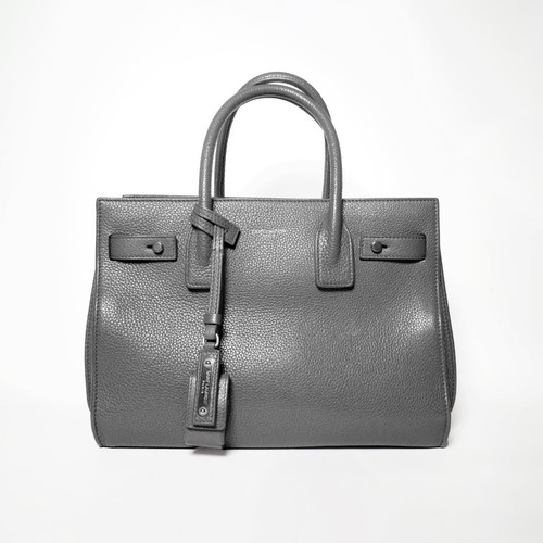 YSL Saint Laurent Sac de Jour Baby Handbag Shoulder Bag Gray Leather 2way Womens