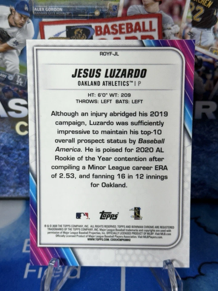 Jesus Luzardo 2020 Bowman Chrome Rookie Of The Year Favorites Pink Mojo /199 - Image 2 of 3