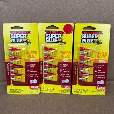 Original Super Glue 4Mini Tubes Original Formula 0.04 oz Total Liquid  Mult Pack