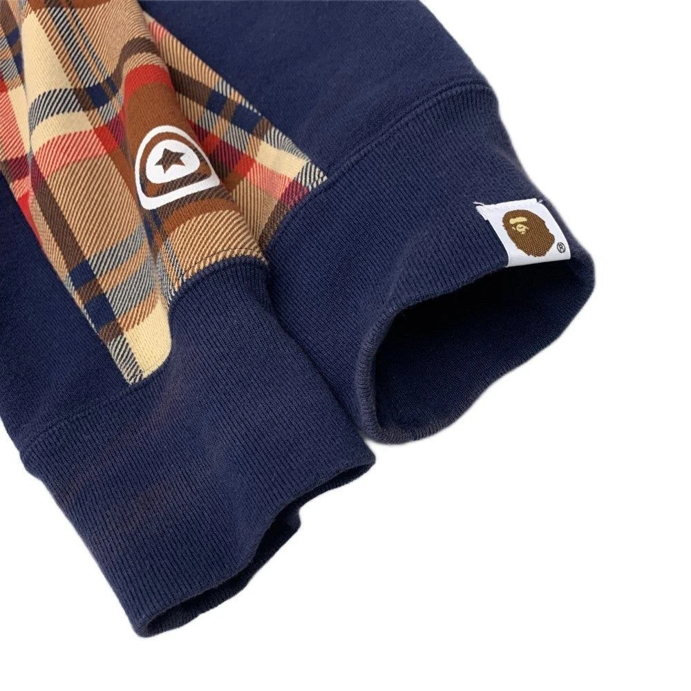 A BATHING APE (BAPE) Felpa con cappuccio e zip Bape Check Shark Relax taglia M uomo