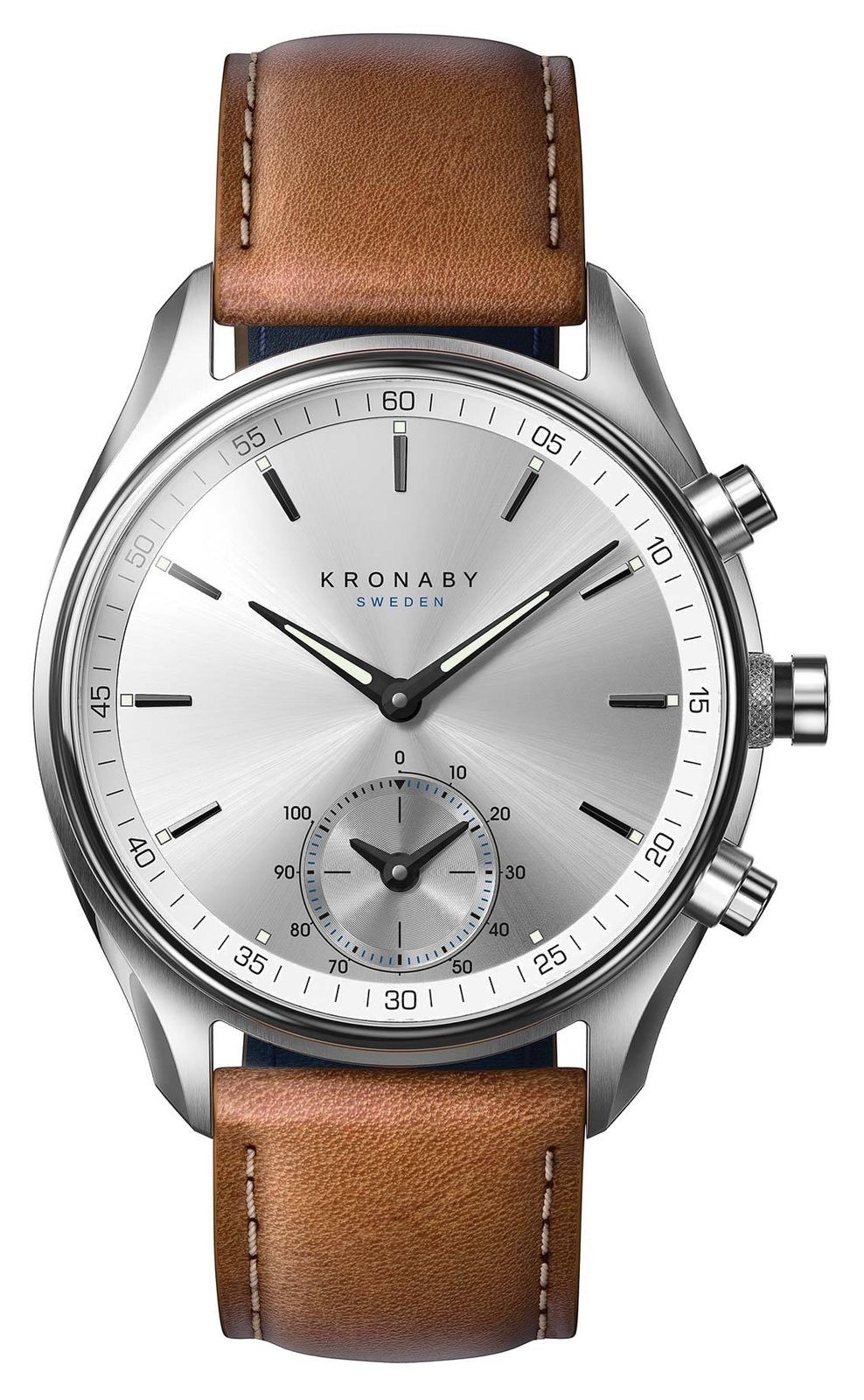 Kronaby SEKEL Hybrid Smartwatch (43mm) Silver Dial / Brown Italian S0713/1