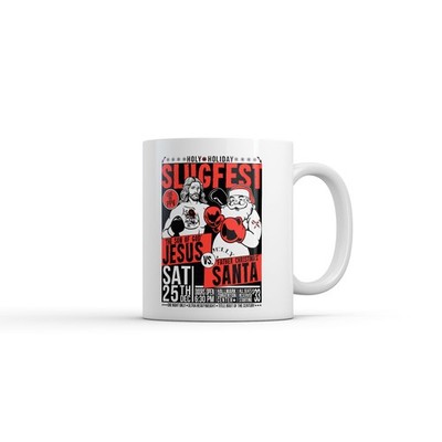 Holy Holiday Slugfest Mug Funny Sarcastic Christmas Boxing Match Graphic Novelty