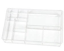 8-Section Clear Drawer Organizer, Large Acrylic Drawer Divider Tray for Desk,...