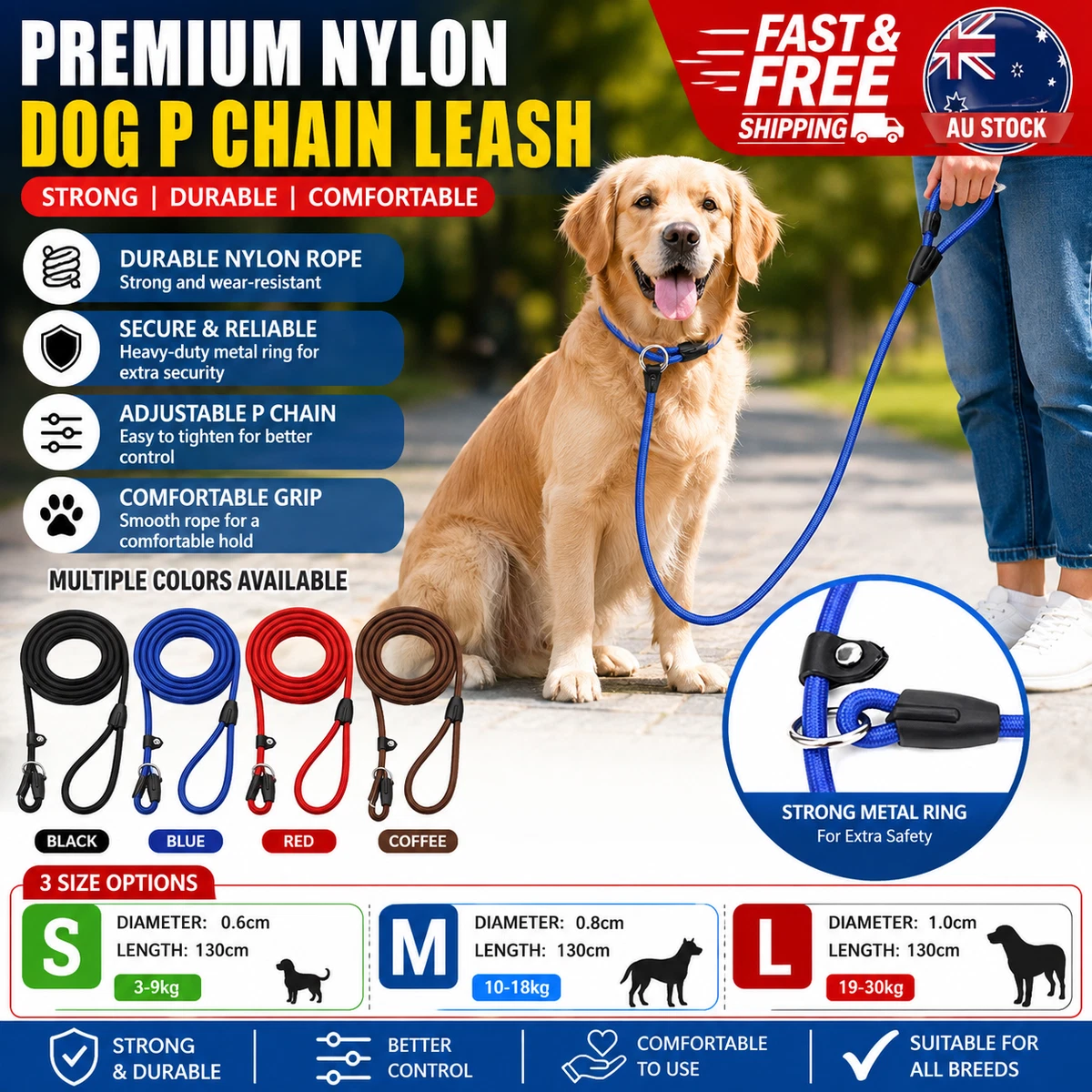NEW Cesar Dog Puppy Training Correction Leash Millan Slip Lead Pets Nylon Rope