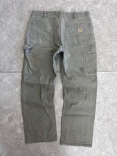 Carhartt Light Green Distressed Carpenter Pants Size 36 x 30