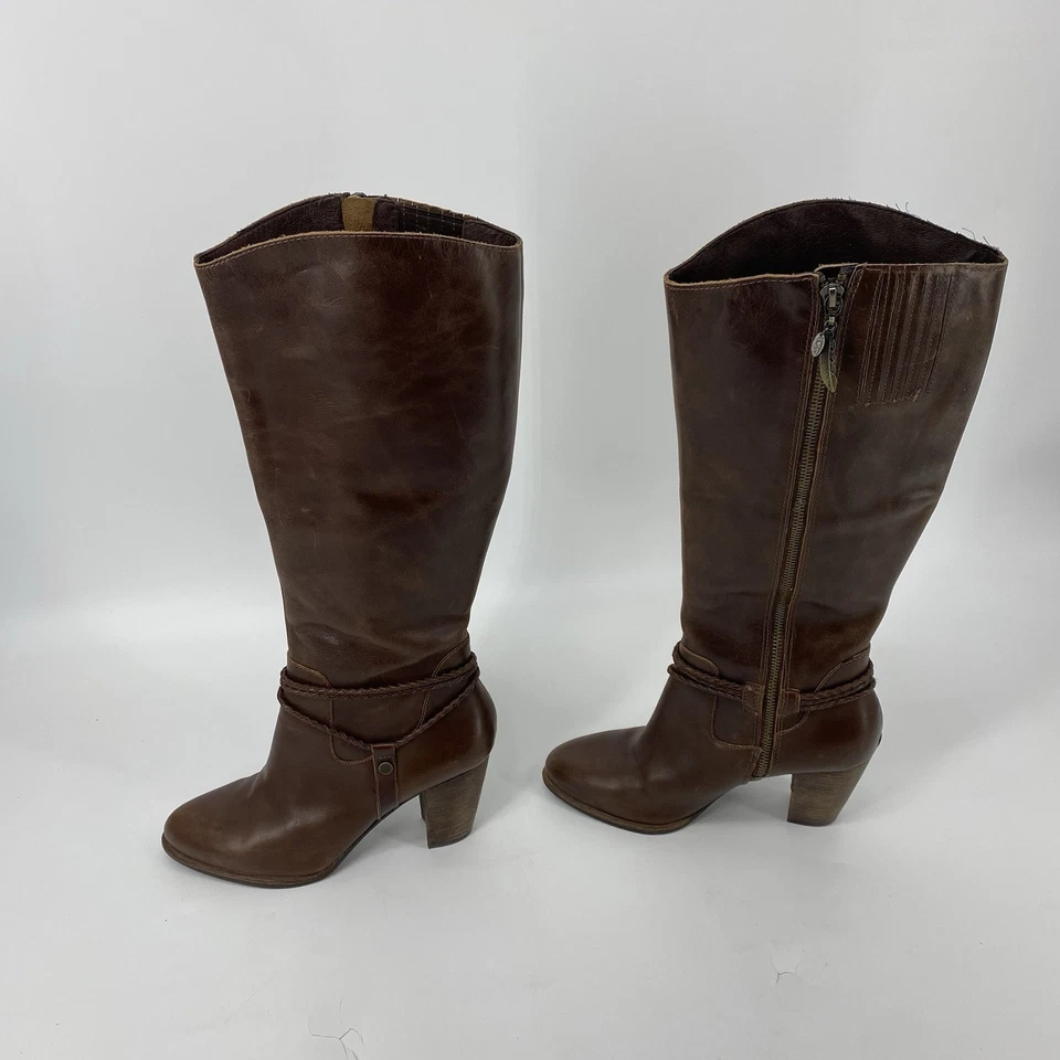 UGG Leather Preowned Brown  Knee High Zip Wedge Heel Boots Size 8 EUC - Image 2 of 4