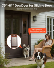 Dog Door for Sliding Glass Door 75  80in Adjustable Aluminum Frame Lock Design