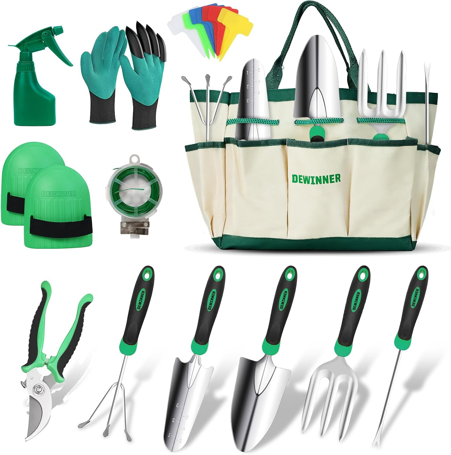 Set 10 Pezzi Attrezzi Giardino - Kit Regalo Giardinaggio Acciaio Inox