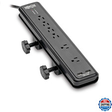 Tripp Lite 6-Outlet Surge Protector Power Strip with Desk Clamp Mount, 6 Foot /
