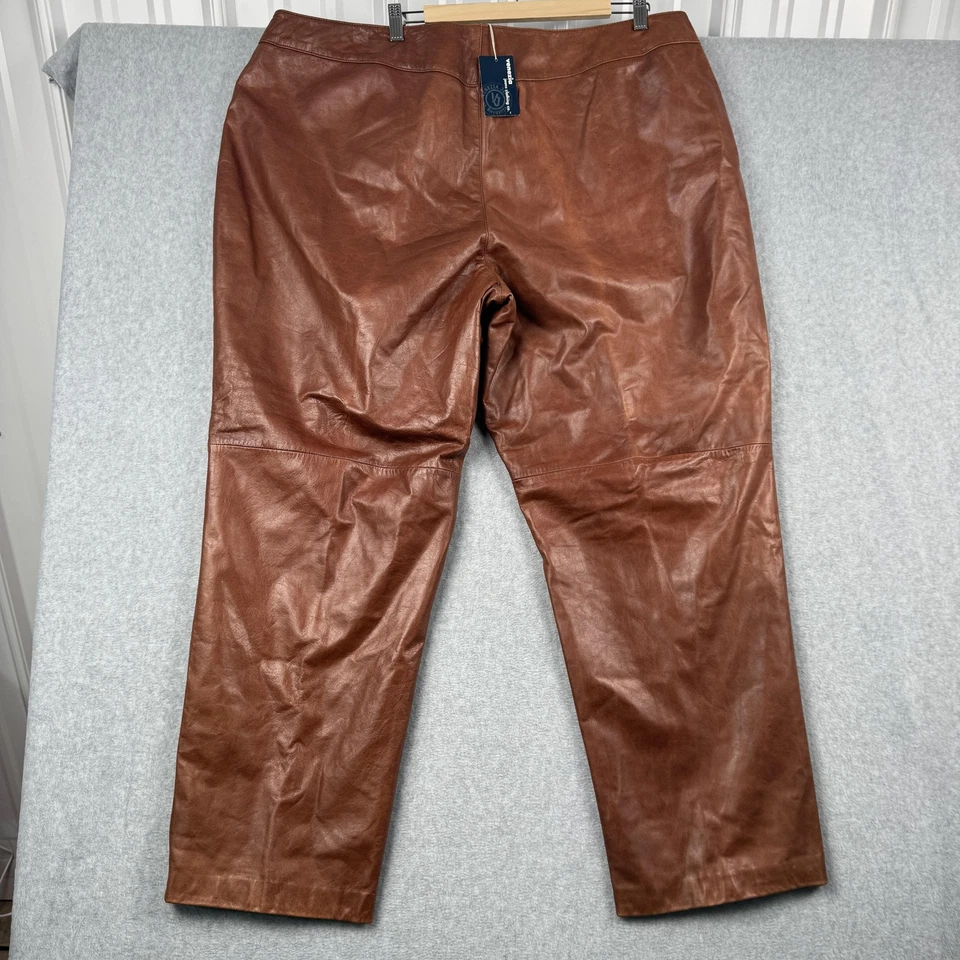 Pantalones de cuero Venezia de colección para mujer 26 100 % cuero rectos occidentales talla grande NUEVO Foto 2 de 4