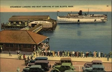 Oak Bluffs,MA Steamboat Landing Boat Arriving Tichnor Dukes County Vintage PC