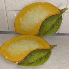 Yellow Lemon Shaped Melamine Appetizer Plate Set Of 2