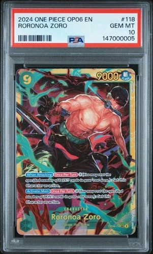2024 ONE PIECE OP06-WINGS OF THE CAPTAIN #118 RORONOA ZORO PSA 10