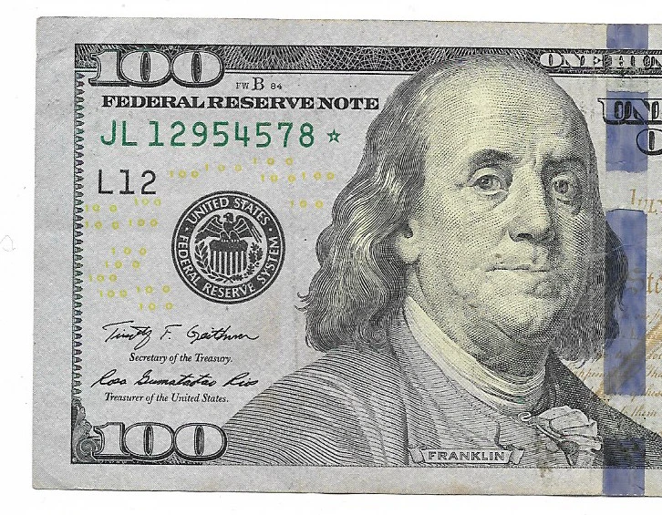 Series 2009 | US One Hundred Dollar Star Bill Error Note $100 JL 12954578* - Image 2 of 3