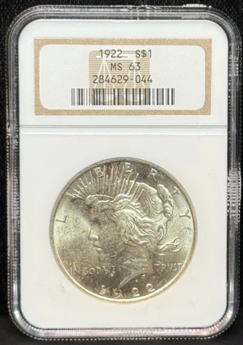 NGC MS63 1922 US Peace One Dollar Silver Coin -044