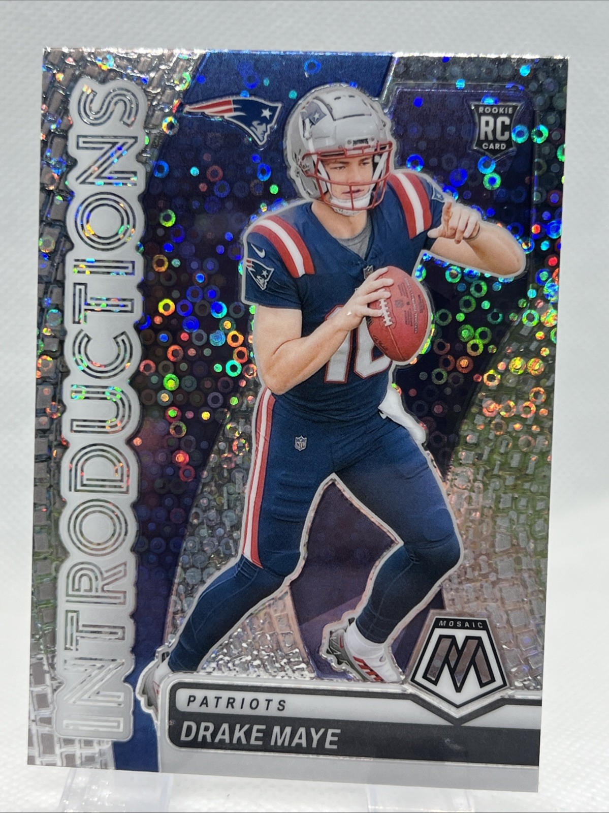 Drake Maye 2024 Panini Mosaic Football Introductions Silver No Huddle