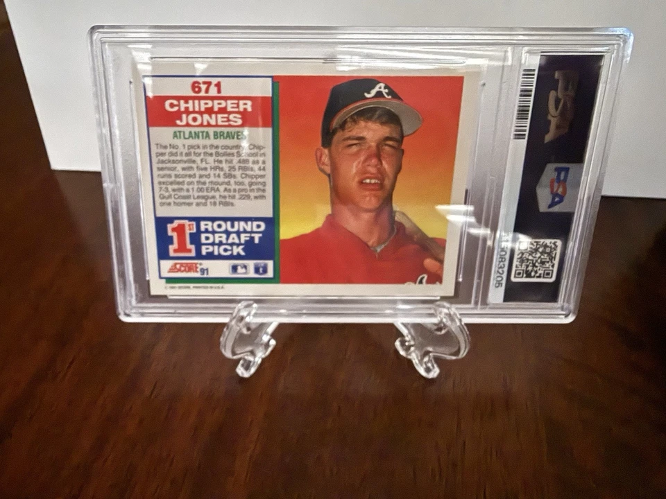 1991 Score Chipper Jones RC PSA 10 GEM MT #671 Braves - Image 2 of 4