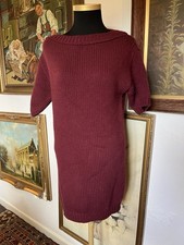 Prada Burgundy Chunky Knit Jumper Dress Wool Cashmere Size IT38 / UK 10