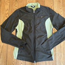 Nike Dri-Fit M Youth Full Zip Jacket Medium Green Brown Stretch Sports Pockets