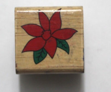Poinsettia Flower Winter Holiday Christmas 1.25" Rubber Stamp