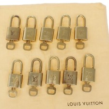 LOUIS VUITTON LV 10 SET LUCCHETTO CHIAVE BORSA CHARM CADENA PLACCATO ORO FRANCIA 37EB419
