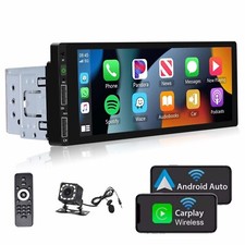 Single 1 Din Car Stereo Apple CarPlay 6.9 touchscreen Bluetooth Radio SWC USB 2