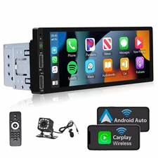 Single 1 Din Car Stereo Apple CarPlay 6.9 touchscreen Bluetooth Radio SWC USB*2