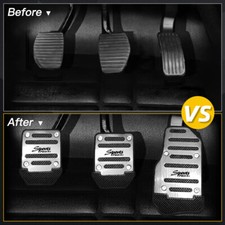 3x Automatic Silver Steel Gas Foot Sport Brake Pedal Cover Pad Universal No Slip