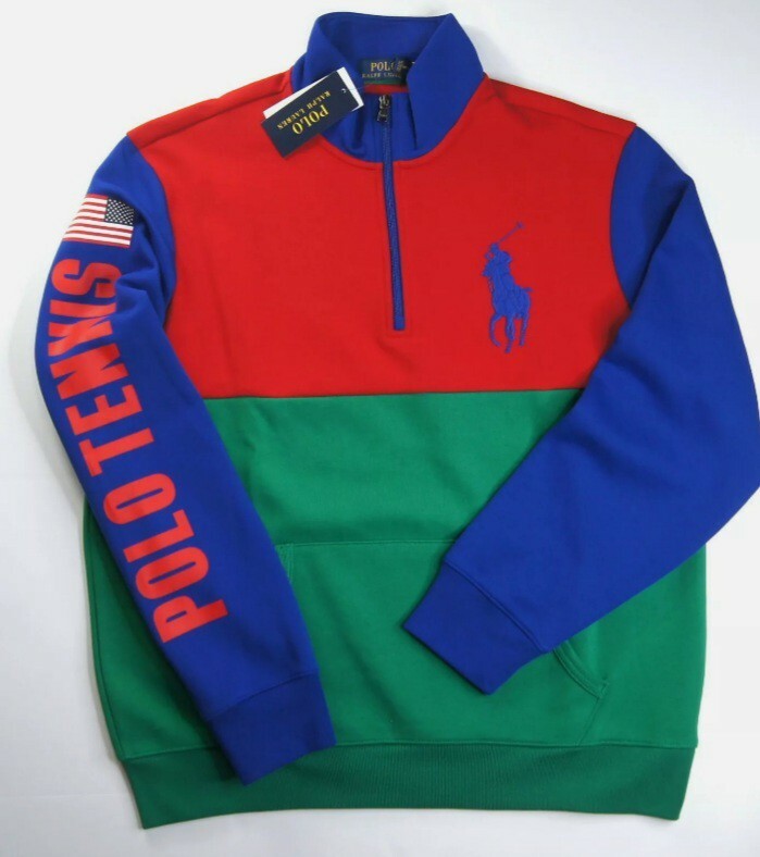 Polo Ralph Lauren POLO TENNIS 1 4 Zip Big Pony Felpa Large era $168 (L)