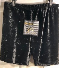 CRUSHED VELVET LADIES X-LARGE GK WORKOUT DANCE CHEER SHORTS BLACK AXL NWT 