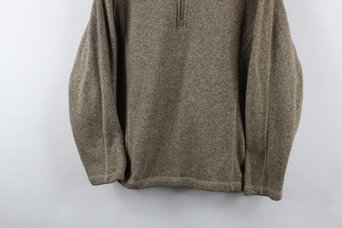 The North Face Mens Medium Spell Out Knit Fleece Half Zip Pullover Sweater Beige - Picture 3 of 11
