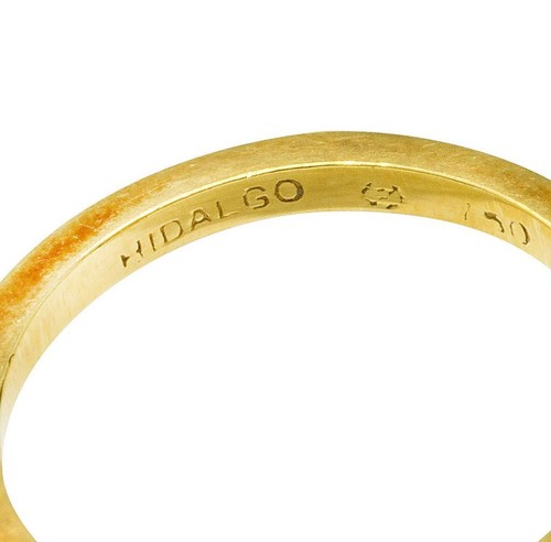 Hidalgo 1990's Vintage Peach Enamel 18 Karat Yellow Gold Eternity Band Ring - Picture 6 of 11